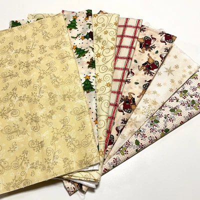 Paquete de restos de tela de algodón beige de Navidad 7 piezas 2,5 yardas Foto 1 de 2