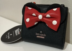 Portafoglio compatto Kate Spade Disney per minnie mouse adalyn custodia carte fiocco ~nuovo con etichette~ - Foto 1 di 9