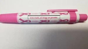 Breast Cancer Awareness Pink Ribbon PEN with 6 Inspirational Verses - Picture 1 of 7