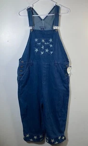 Womens Mountain Lake Casuals Denim Star Overall Capris Wide Leg M Blue NWD - Picture 1 of 10