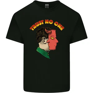 Trust No One Devil Demon 2 Faced Satan Mens Light Cotton T-Shirt - Picture 1 of 29
