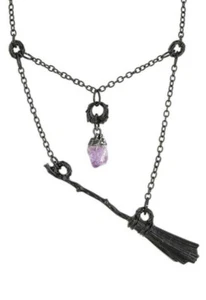 Gothic Pagan Witchy Hexe Halskette Restyle Hexenbesen schwarz black Broomstick - Bild 1 von 3