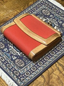 Dooney & Bourke Portafoglio Porta Carte Portafoglio Bifold Portamonete Tela Pelle Rosso - Foto 1 di 8