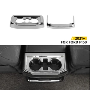 Chrome Rear Console Cup Holder Panel Trim Cover For Ford F150 2021+ Accessories - Imagen 1 de 9