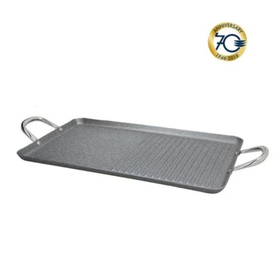 Tognana Bistecchiera grill doppia Mythos antiaderente pietra liscia rigata Rotex - Immagine 1 di 4
