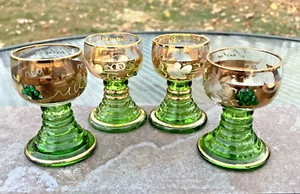 Copas Roemer vintage 4 uvas y hojas de vidrio grabado firmadas Ludwigsburg alemán - Imagen 1 de 19