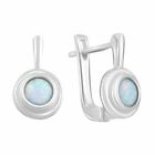 925 Sterling Silver Huggie Earring over Round Opal 0,4ct