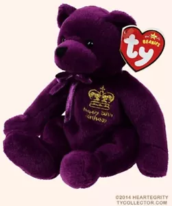 Ty Beanie Baby - MAJESTUOSO Oso de Cumpleaños 80 Reina Isabel Exclusivo del Reino Unido 7.5" - Imagen 1 de 1