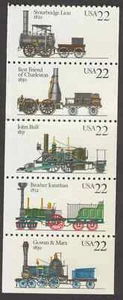 SFSTATMPS US Scott 2362-2365 Steam Locomotives Booklet Pane of 5 Stamps MNH 1987 - Picture 1 of 1