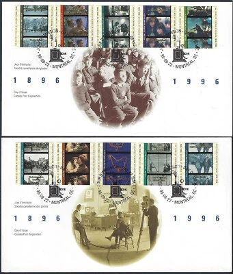 🍁Canada  #1615/1616   "CINEMA IN CANADA"   Two Brand New  1996 First Day Covers - Image 1 of 2