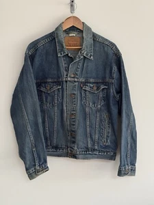 Levi’s Denim Trucker Vintage Jean Jacket Washed Out Distressed Navy Blue M - Picture 1 of 14