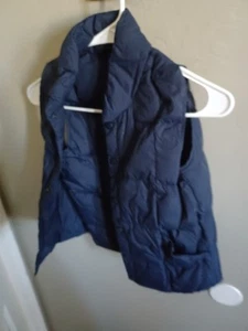 LAND'S END Puffer Vest Blue Kids Size 7-8 Button-Up - Picture 1 of 3