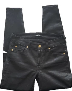 7 for All Mankind-Black Coated Ankle Length Skinny Leg Jean-Size 28 - Picture 1 of 9