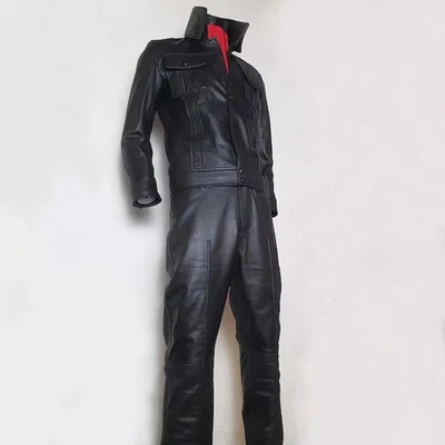 Elvis Presley 1968 Comeback Soft Skin Black Leather Suit Tribute Artist Costume — 第 1/4 张图片