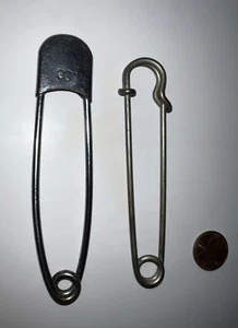 Pin de seguridad de metal resistente grande vintage NATIONAL 5" Stmpd #8 lavandería militar - Imagen 1 de 2