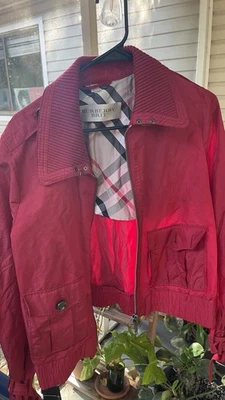 Mujer Burberry Brit Rojo Bomber Chaqueta Talla 14 Foto 1 de 4