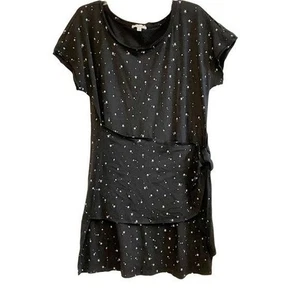 Skinnygirl Deborah drapiertes T-Shirt-Kleid seitlich zum Binden schwarz Galaxy LARGE - Bild 1 von 4