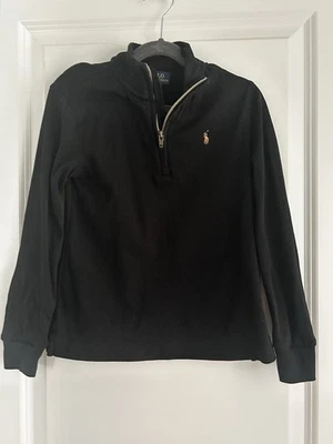 Polo Ralph Lauren para niños negro manga larga cuarto cremallera talla 6 Foto 1 de 4