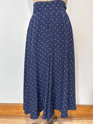 Maxi Falda De Colección Calvin Klein Classifications Azul Marino Lunares Barrido Completo Talla 4 Foto 1 de 4