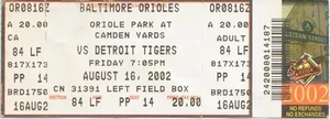 2002 Baltimore Orioles Detroit Tigers Ticket Stub 16. August Conine Batista HR - Bild 1 von 2