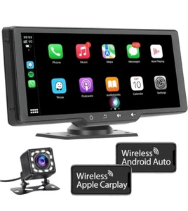 10.26" 2K Stereo Portable Car Radio Wireless Dash Mount W/Apple CarPlay Android - Picture 1 of 20