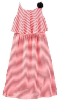 Girls MIDI DRESS A-Line Sleeveless Mock Top PINK Stripe Jersey CARTERS 4-12 Yrs - Image 1 of 4