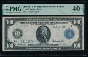 AC Fr 1085 1914 $100 FRN Boston PMG 40 EPQ Burke/Glass NICE TYPE!!! - Picture 1 of 2