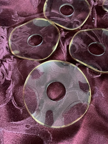 12 glass drip plates for antique candelabras or sconces clear with gold trim Cover