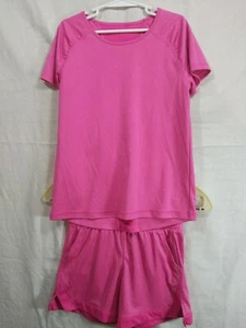 ATHETIC Girls Pink Elastic Waist Short & Crew Neck T-Shirt Outfit size S(6-6x) - Picture 1 of 12
