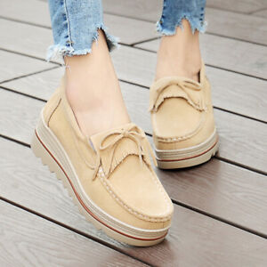 Women's Thick-soled Shoes Platform Wedge Heels Solid Color Round Toe Shoes