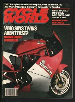 1986 August Cycle World Motorcycle Magazine Honda Shadow 700 250 MX Comparison - Image 1 of 4