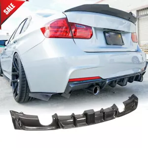 Labio difusor de parachoques trasero de carbono real con luz para BMW F30 F35 320i M-Sport 12-18 - Imagen 1 de 13
