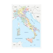 Italy Map Large Geography Political Poster Print Canvas Mural Wall Art Decor