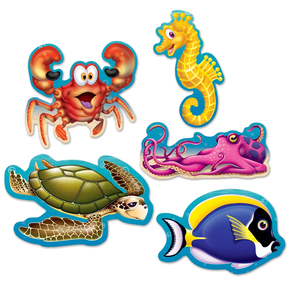 Beistle 54709 Mini Under The Sea Cutouts 5" Multicolor 5"