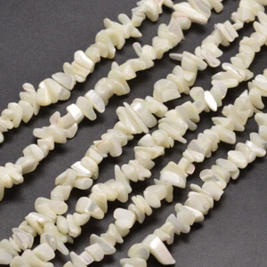 White Mother of Pearl Chip 3-8mm 32" Long Strand Gemstone Beads Chip Beads - Picture 1 of 2