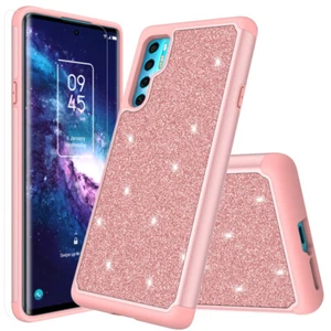 For TCL 20S TCL 20 Pro 5G Shockproof Glitter Phone Case Hybrid Cover w/ Glass - Picture 1 of 12