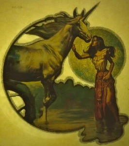 boris vallego lady & unicorn scifi fantasy 80s vintage retro tshirt print, NOS - Picture 1 of 2