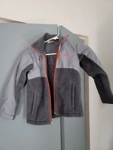 Boys gray w/ orange zipper fleece inside Columbia Jacket Size 6/7 - Picture 1 of 4