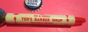VTG TED'S BARBER SHOP METAL PLASTIC BOTTLE CAN SODA OPENER SOUTH BEND INDIANA - Picture 1 of 3