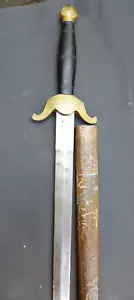 Vintage Decorative Brass & Steel Blade Sword with Copper Scabbard Collectables - Picture 1 of 14
