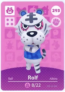 Rolf #293 - Amiibo Card - Animal Crossing Series 1 - Authentic Nintendo - Picture 1 of 2