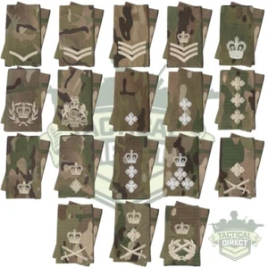 PAIR OF MTP CAMO RANK SLIDES EPAULETTES IVORY THREAD BRITISH ARMY ALL RANKS - Picture 1 of 19