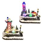 Christmas House Figurine Ornament Led Glowing Music Fountain Snowman Crafts