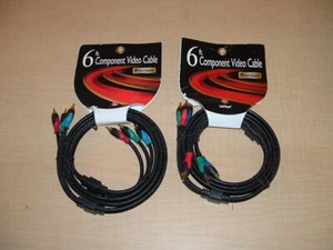 (2) Link Depot Premium Component Video Cables 6 Feet (6FT) RGB RCA 24K! - Picture 1 of 2