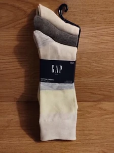Gap Men's Cotton Blend Crew Dress Socks 3 Pair Cream/Gray 6-12 - Picture 1 of 4