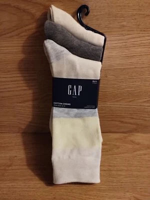 Gap Men's Cotton Blend Crew Dress Socks 3 Pair Cream/Gray 6-12 - Image 1 of 4