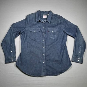 Levi Strauss & Co. Womens XL Tailored Fit Denim Long Sleeve Snap Button Shirt - Picture 1 of 10