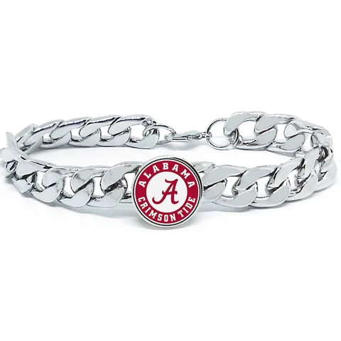 Alabama Crimson Tide Mens Link Chain Bracelet State College Gift D4 Cover