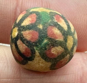 ANTIQUE HAND PAINTED CLAY MARBLE 5/8" flowers from the mid to late 1800's - Bild 1 von 7