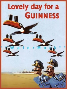 Lovely Day for A Guinness Pilots Vintage Poster Print Beer Advertising Ireland - Picture 1 of 4